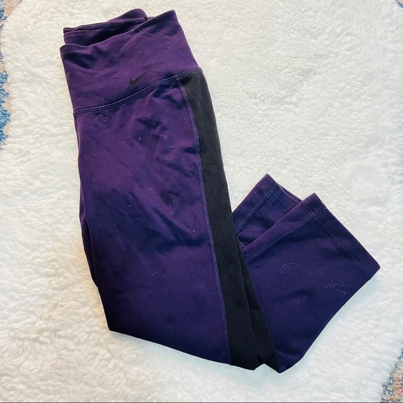 Nike Swoosh Purple and Black Athletic Leggings - Picture 1 of 11